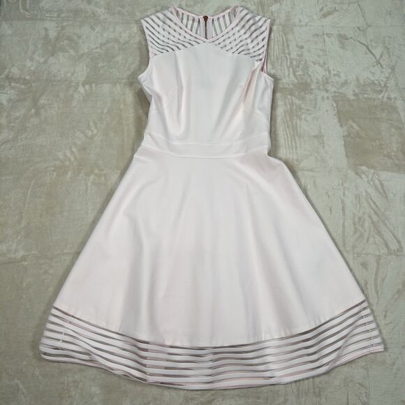 Ted Baker Eleese Mesh Detail Skater Light Pink Dress Women's Size 1 US 4 - Picture 2 of 8